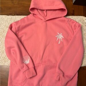 Women's Pink Hooded Sweatshirt with Shell Embroidery